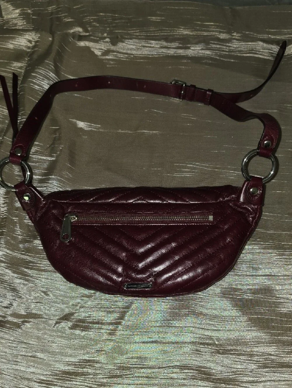 Rebecca Minkoff Quilted Burgundy Crossbody Belt Bag